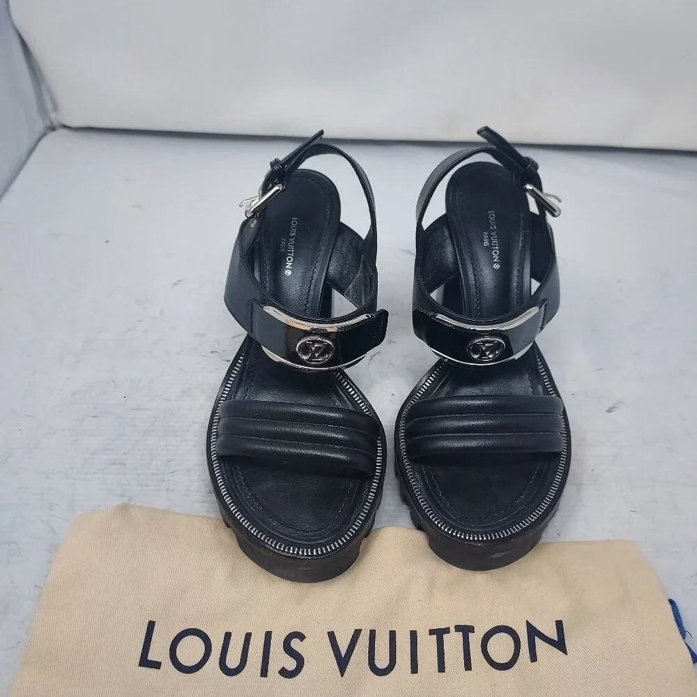 LOUIS VUITTON Black LV Star Trail Heel Sandal - Picture 8 of 12